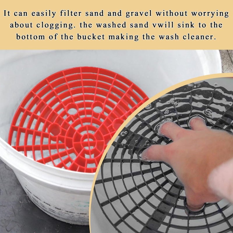 MUQIDA 2 PCS Car Wash Bucket Insert, Plastic Wash Bucket Insert Removes Dirt Debris for Car Detailing Cleaning, Auto Detail Grit Trap Fits 12 Inch Diameter or 3-5 Gallon Bucket (Red) - Image 5